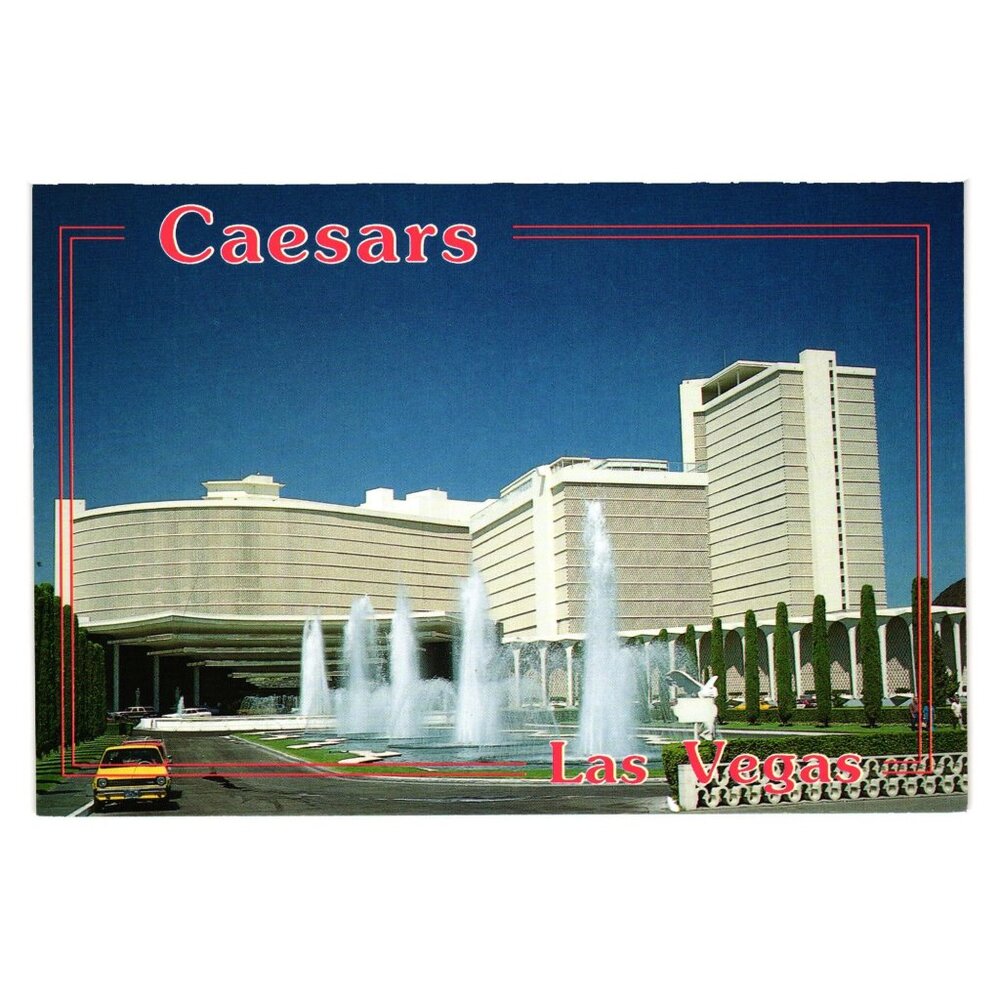 Caesars Hotel Casino Building Exterior Vintage Postcard Fountains 1989 Gambling